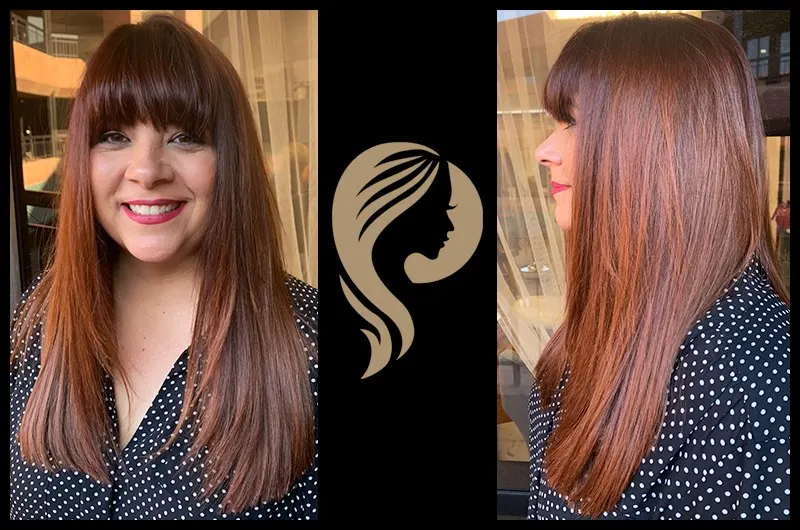 Before and after hair extensions by Alisa Pose